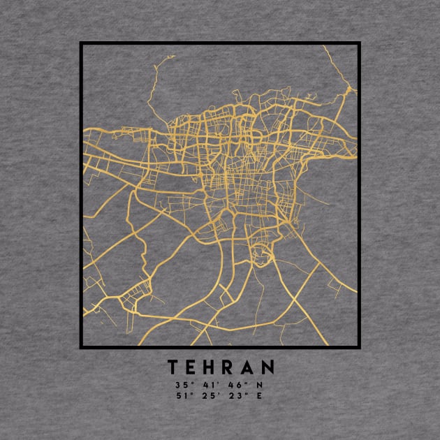 TEHRAN IRAN CITY STREET MAP ART by deificusArt